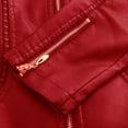 thumbnail image 6 of Scyoekwg Leather Jacket Womens Womens Fall Fashion 2025 Slim Leather Stand Collar Zip Motorcycle Suit Belt Coat Jacket Tops Clothes Red XXL, 6 of 6