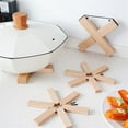 thumbnail image 5 of 1 PC Folding Wooden Heat Insulation Hot Pot Mat Bowl Mat Pot Folding The Pan Wood Material For Home Kitchen(A,6 Cents), 5 of 5