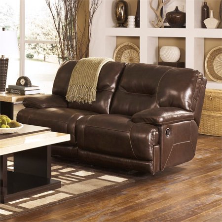 Ashley Exhilaration Power Reclining Leather Loveseat In Chocolate Ashley Exhilaration Power Reclining Leather Loveseat In Chocolate