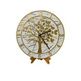 thumbnail image 1 of Reloj de mesa Arbol de la Vida Blanco marmoleado con Relieve dorado 25cm - incluye base, 1 of 2