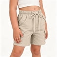 thumbnail image 5 of Maqroz Girls Cargo Shorts Elastic Waist Button Closure Casual Summer Shorts with Side Pockets Solid Color Loose Fit Bottoms 5-15 Years, 5 of 8