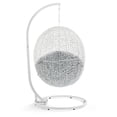 thumbnail image 4 of Modway Hide Modern Rattan/Fabric Outdoor Swing Chair with Stand in White/Gray, 4 of 8