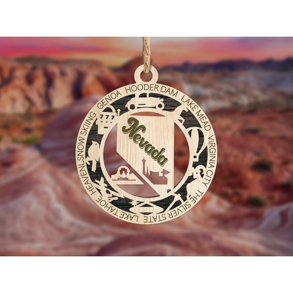 The Cabin Woodworker - Baltic Birch Wood - Nevada State Ornament - Solid Backing
