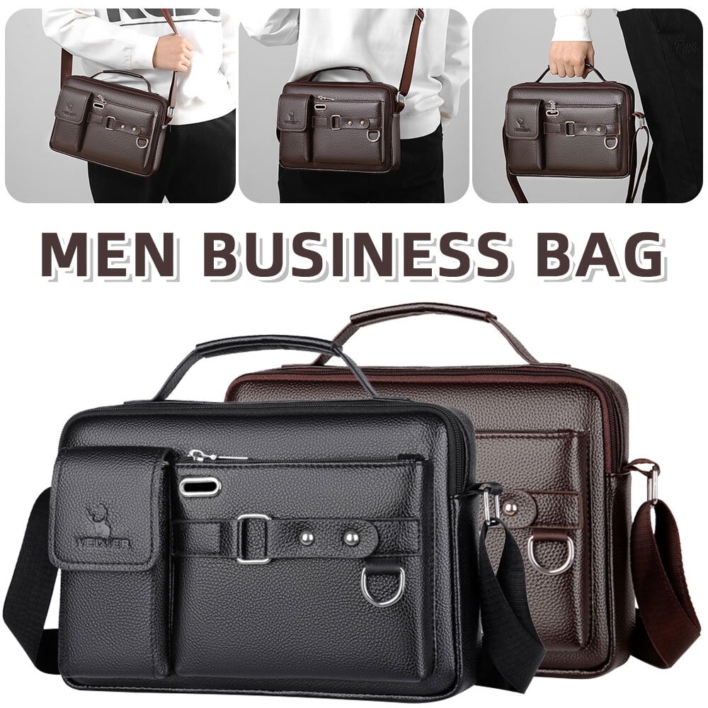 Men's Shoulder Messenger Bag PU Leather Handbag Business Crossbody Bag Briefcase