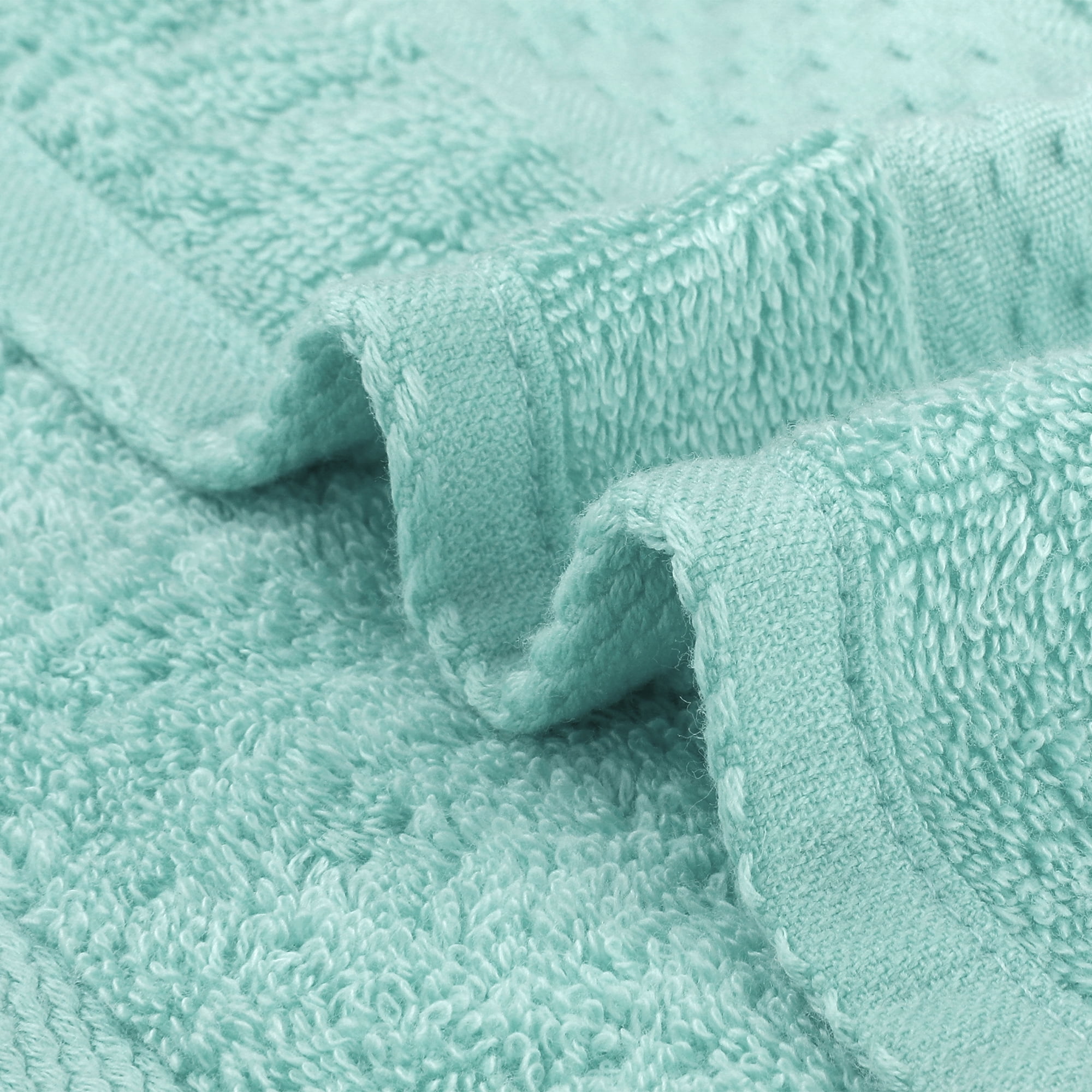Unique Bargains Geometric Washcloths Set Cotton Bath Towels Low Lint Green 4
