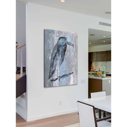 "Blue-Grey Bird" Painting Print on Wrapped Canvas