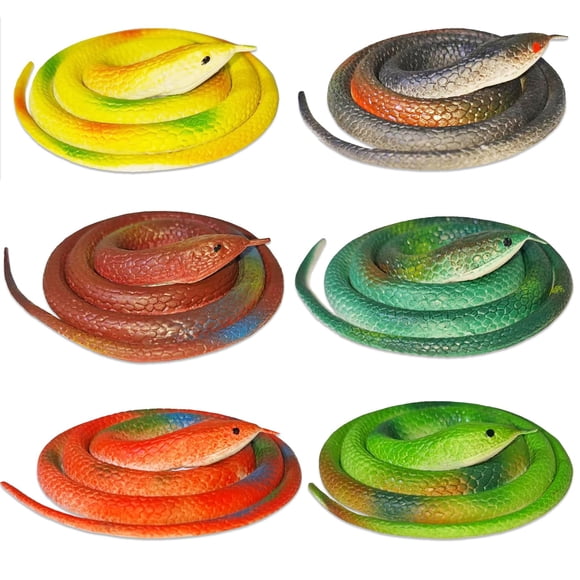 Winbar Realistic Rubber Snakes 6PCS 29.5 inch Realistic Rubber Snakes Stretchy Limbless Replica Reptiles Flexible Prank Props for Garden Props and Practical Joke