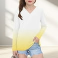 thumbnail image 2 of bbymog Casual Shirts for Girls 10-12 Fashion Gradient V Neck Pullover Top Long Sleeve Girls T Shirts Yellow D 7 Years, 2 of 8