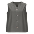 thumbnail image 5 of Craaazy Womens Casual Solid Color Button Front Crew Neck Comfortable Tank Top with Loose Fit for Daily Wear Gift, 5 of 5