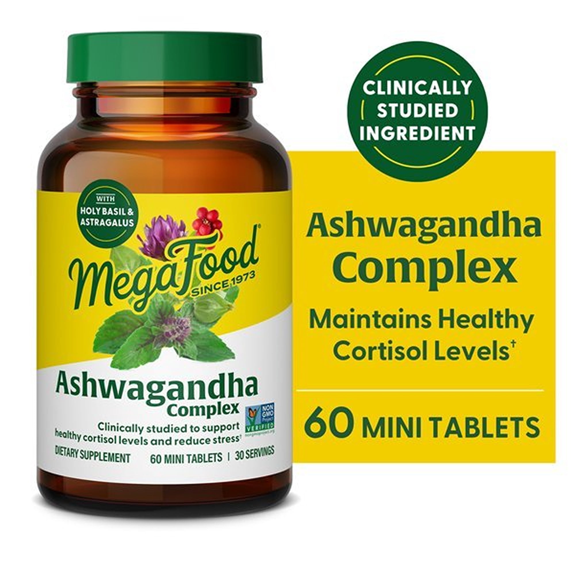 MegaFood Ashwagandha Complex - Cortisol Supplements for Women & Men - Vegetarian - 30 Servings