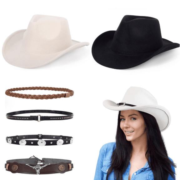 Cowboy Hat for Women and Men Western Suede Hat Panama Hat Cowboy & Cowgirl Hat Felt Wide Brim Women Men Fedora Hats