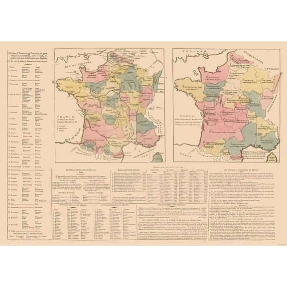 Historic Map - France - Le Sage 1801 - 32.29 x 23 - Vintage Wall Art