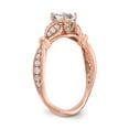 thumbnail image 6 of Solid 14k Rose Gold Diamond Side-Stones with CZ Cubic Zirconia Center Stone Engagement Ring Size 5.5, 6 of 8