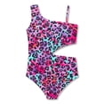 thumbnail image 2 of Serdomi Girls One Piece Swimsuit Neon Leopard Print Cutout Bathing Suit for Tweens Size 10, 2 of 7