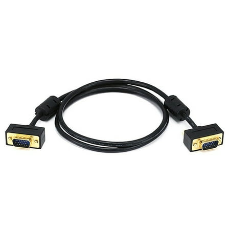 M/m Gold Monitor Cable - Monoprice Ultra Slim SVGA Super VGA M/M Monitor Cable - 3 Feet With Ferrites | 30/32AWG, Gold Plated Connector