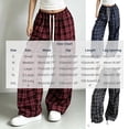 thumbnail image 3 of Edvintorg Wide Leg Pants for Women Elastic Waisted Plaid Trouser Drawstring Loose Casual Pant with Pocket Women's Clothes Navy S-2XL, 3 of 7
