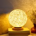 thumbnail image 4 of Lámpara Lámpara de mesa de madera Bola de ratán USB Dormitorio Sala de estar Luces de noche junto a la cama Ndcxsfigh Nuevos Originales, 4 of 9