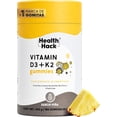 thumbnail image 1 of Vitamina D3 K2 Gomitas Health Hack con CoQ10 Magnesio y Aceite de Coco Sabor Piña 180 Gomitas, 1 of 8