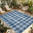 thumbnail image 2 of Outdoor Rug 3x5 ft Buffalo Plaid Outdoor Large Area Rug Non Slip Rubber Blue Watercolor Check Stripes Front Door Mat RV Rug Camping Carpet Patio Outdoor Rugs for Backyard Balcony Deck Porch Indoor, 2 of 9