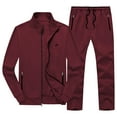 thumbnail image 3 of Satankud Men's Tracksuits 2 Pieces Set Long Sleeve Causal Full Zip Hiking Jogging Gym Sports Sweatsuit for Men 2 Piece Outfits Wine S, 3 of 8