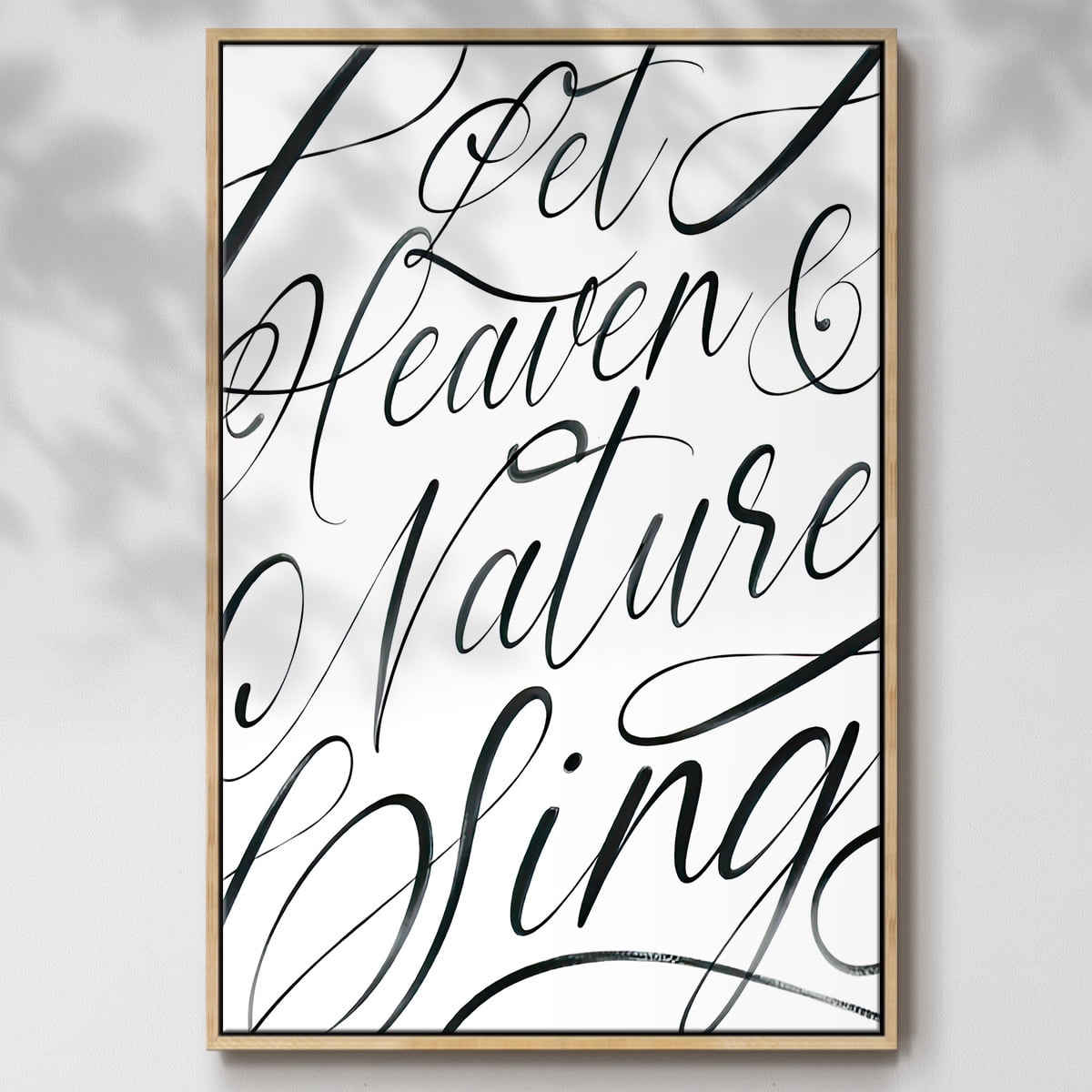 Heaven and Nature - Framed Gallery Wrapped Holiday Canvas - 17 x 25 - Natural Wood Frame