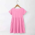 thumbnail image 4 of WOYY Girls Solid Short Sleeve Casual Dress Summer Active Play Dress, Sizes 4-12, 4 of 7