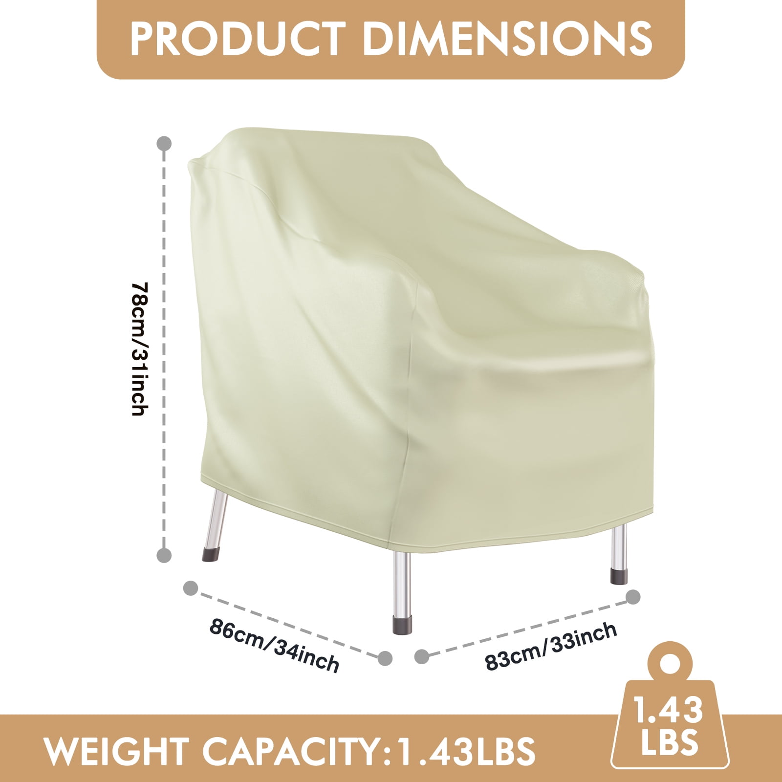 Outdoor Furniture Covers Waterproof, 2 Pack Patio Chair Covers, 420D Heavy Outdoor Lawn Chair Covers