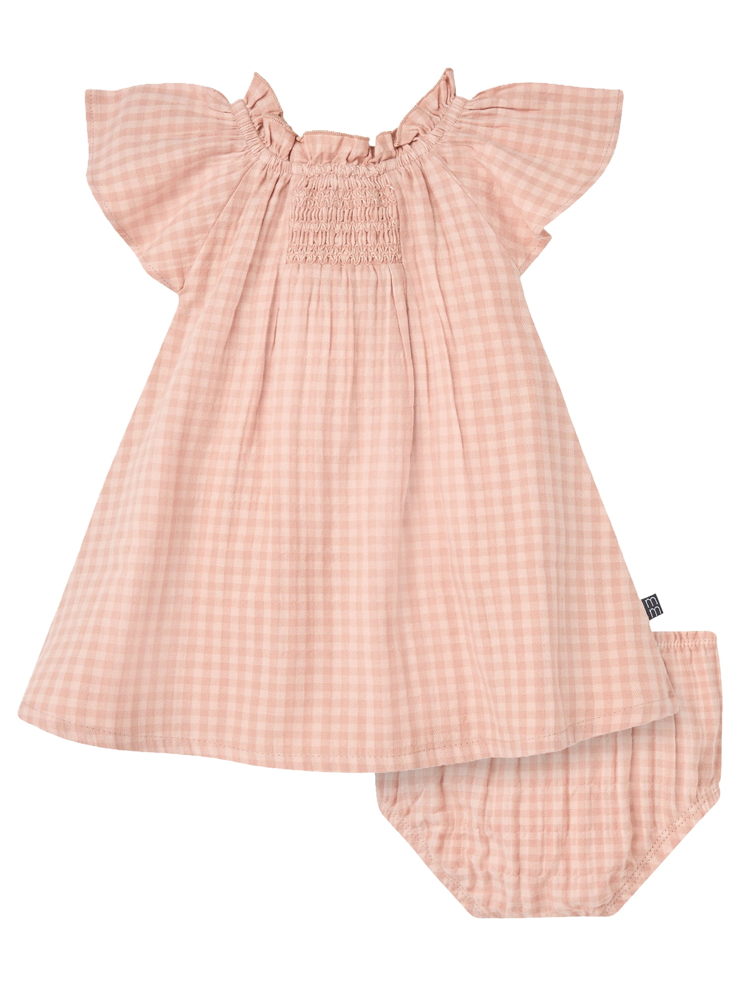 Modern Moments by Gerber Baby Girl Flutter Sleeve Dress and Diaper Cover, 2-Piece, 0/3 Months - 24 Months