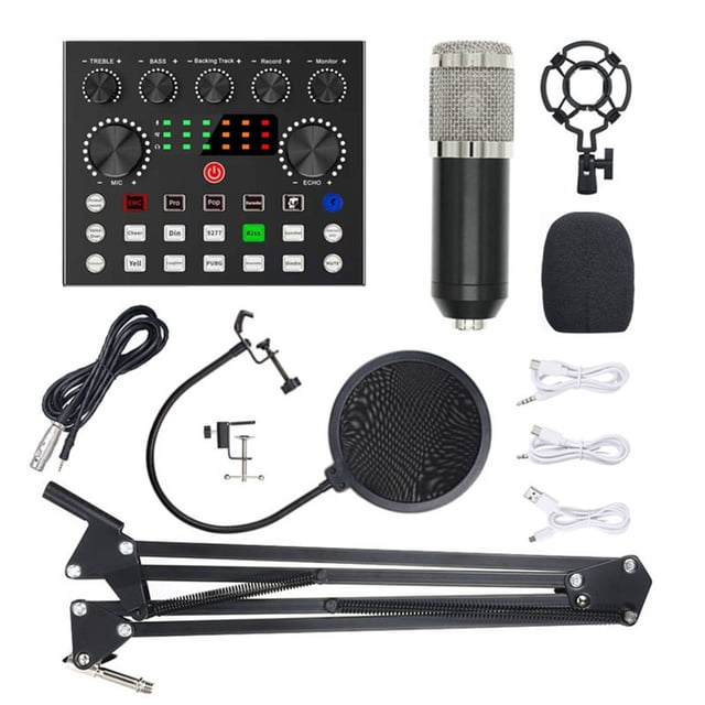 Graflsoa Professional V8S Live Streaming Kit with Condenser Mic, Dual Ports for Multi-Platform Broadcasts, Tone & Reverb Control, Black & Silver