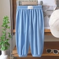 thumbnail image 2 of Gubotare Toddler Barrel Pants Girl Toddler Baby Cotton Linen Harem Pants Elastic Waist Baggy Joggers Loose Fit Casual Summer Gauze Trousers Breathable Bloomers 6 12 Months (Blue,6-12 Months), 2 of 4