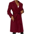 thumbnail image 4 of Viikei Women Coats Clearance Women Solid Color Casual Long Sleeve Lapel Long Jacket Coat with Belt, 4 of 9