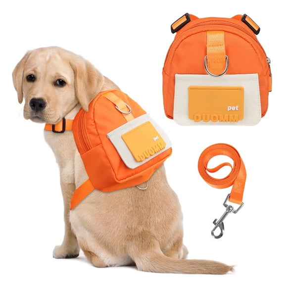 Dog Backpack for Small Dogs to Wear,Cute Pet Puppy Harness Backpacks with Leash Adjustable Dog Self Carrier Bag (S, Orange)