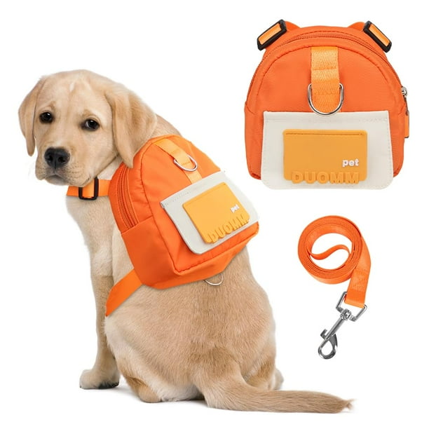 Mochila para perros pequenos lindas mochilas con arnes para cachorros con correa bolsa de transporte ajustable para perros S naranja