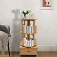 thumbnail image 6 of Miumaeov Bedside 360° Rotating Bookshelf 2 Tier Bamboo Bookshelf Bookcase with Drawer and Wheels Book Storage Organizer for Bedroom Living Room, 6 of 15