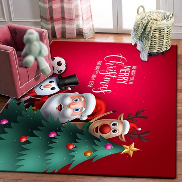 CLEARANCE SALES!!SweetCandy Christmas Carpet Christmas Decorative Rug for Living Room Bedroom