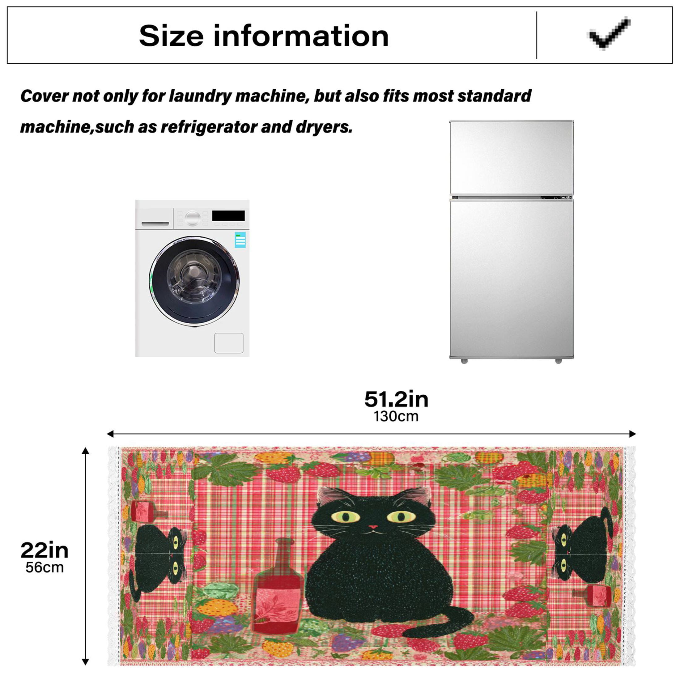 Wobogo Black Cat Motif Washing Machine Cover Dustproof Washer Dryer Cover Waterproof Laundry Room Decorative Protector