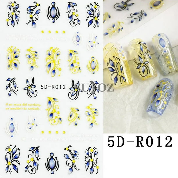 Pegatinas de Luz Navideña en relieve 5D para decoración de uñas, bolas de alce de Papá Noel rojo, deslizadores para manicura, GL5D-R013 de Navidad, 2023
