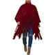 thumbnail image 1 of Poncho tipo jersey con borlas y cuello alto y manga larga para mujer, talla grande, 1 of 5