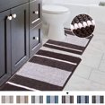 thumbnail image 1 of Juego de 2 alfombrillas de baño de chenilla supergruesas y suaves, lavables a máquina, juego de alfombrillas de baño absorbentes de agua de secado rápido, color negro (paquete de 2 a 20 x 32 pulgadas/17 x 24 pulgadas), color chocolate a rayas, 20 x 32 pulgadas Más 20" x 20", 1 of 3