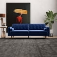 thumbnail image 2 of Harriet Mid-Century Modern Tufted Back Velvet Sofa in Dark Blue, 2 of 7