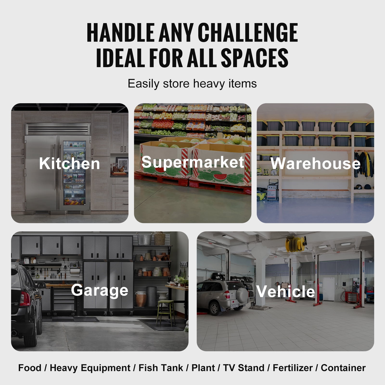 KFFKFF Aluminum Storage Stand, 48” x 20” Industrial-Grade Food Elevation Rack, Elevated 12” for Optimal Storage, Supports up to 1800 lbs, Ideal for Restaurants, Kitchens, Garages, and Transport Use