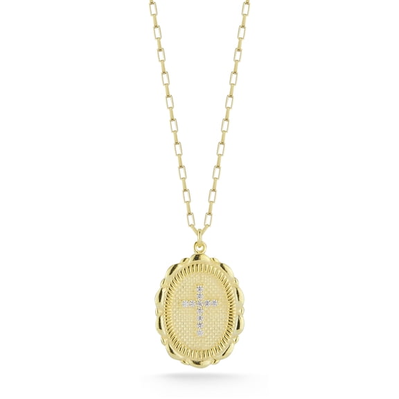 Adesso Milano Jewelry 14K Gold Plated Sterling Silver Dainty Cross Pendant Necklace, Necklaces for Women