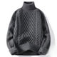 thumbnail image 5 of Suéter de cuello alto de jacquard vintage engrosado para hombre, suéter holgado de invierno para jóvenes, calidez y comodidad, 5 of 5
