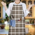 thumbnail image 6 of Brown and White Checkerboard Checkered Apron-Garden Aprons for Women with Pockets-Cotton Linen Waterproof Kitchen Cooking Gardening Aprons Adjustable for Kitchen,Cooking,BBQ and Salon 33x27 Inch, 6 of 7
