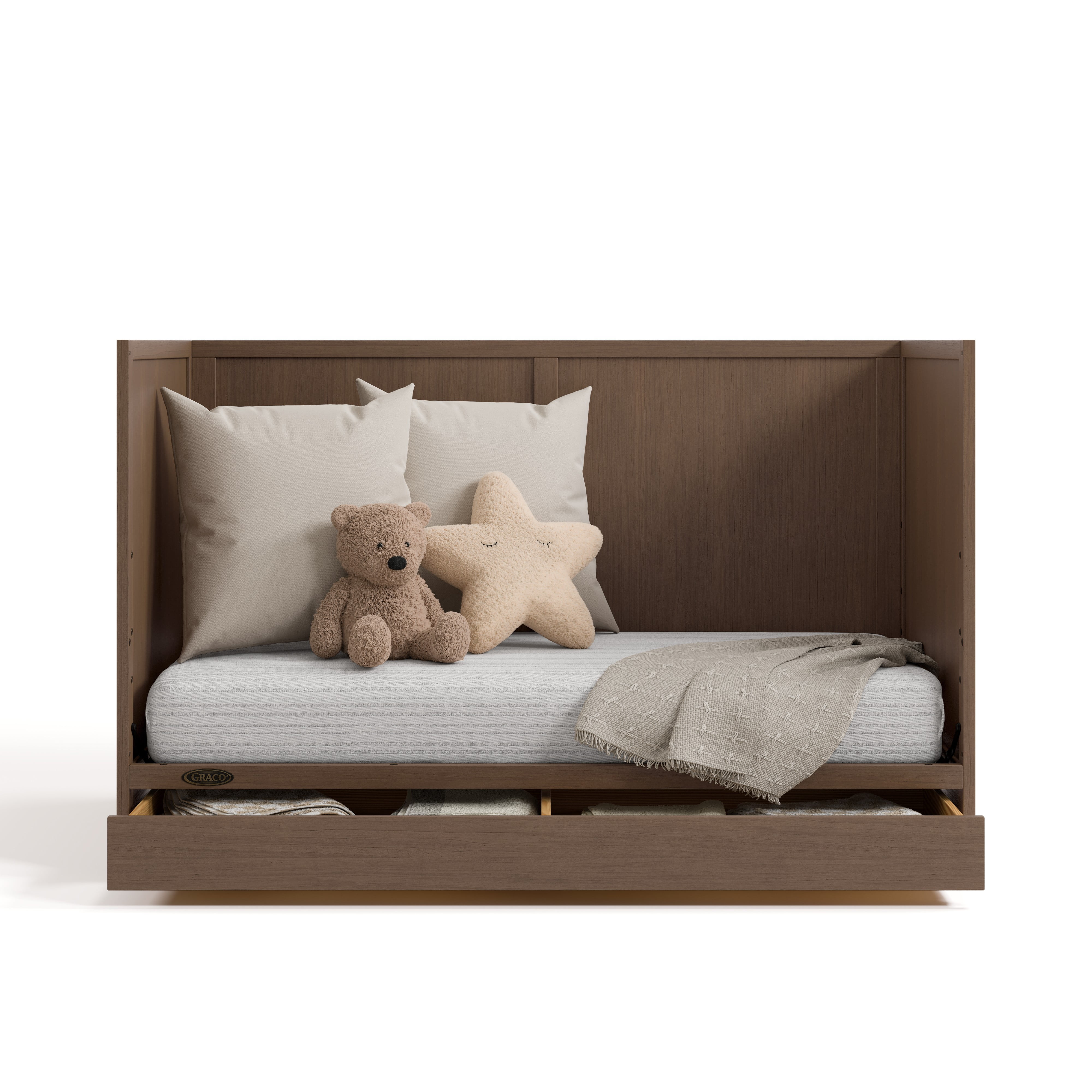 Graco Theo 3-in-1 Convertible Baby Crib with Drawer, Hazelnut