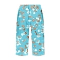 thumbnail image 4 of WTOBBY Women's Stylish Floral Pattern Elastic Waist Casual Bermuda Shorts with Side Pockets, Knee-Length Design for Everyday Outdoor Activities,Cyan L, 4 of 4