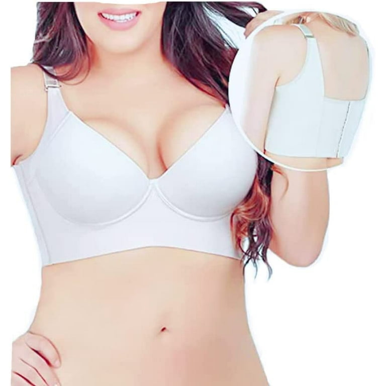 Womens Stylish Deep Cup Bras Hide Back Fat Full-Back Coverage Push