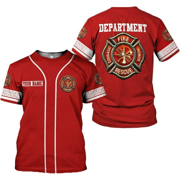 Personalized Firefighter Shirt Custom Name Fire Man Firefighter Gift Tshirt 3D Shirts Unisex Tshirts 3D for Men Women (S)