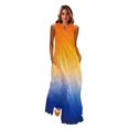 thumbnail image 1 of MOVOKAKA Ladies Spring Summer Long Dress Women Sleeveless V-neck Loose Elegant Dresses Party Printing Vintage Beach Dress Female5XL Gao Jinjia LED, 1 of 2