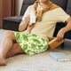 thumbnail image 5 of Balery Green Peas Pantalones cortos de pijama de punto de algodón para hombre con cinturilla y bolsillos-Medium, 5 of 6